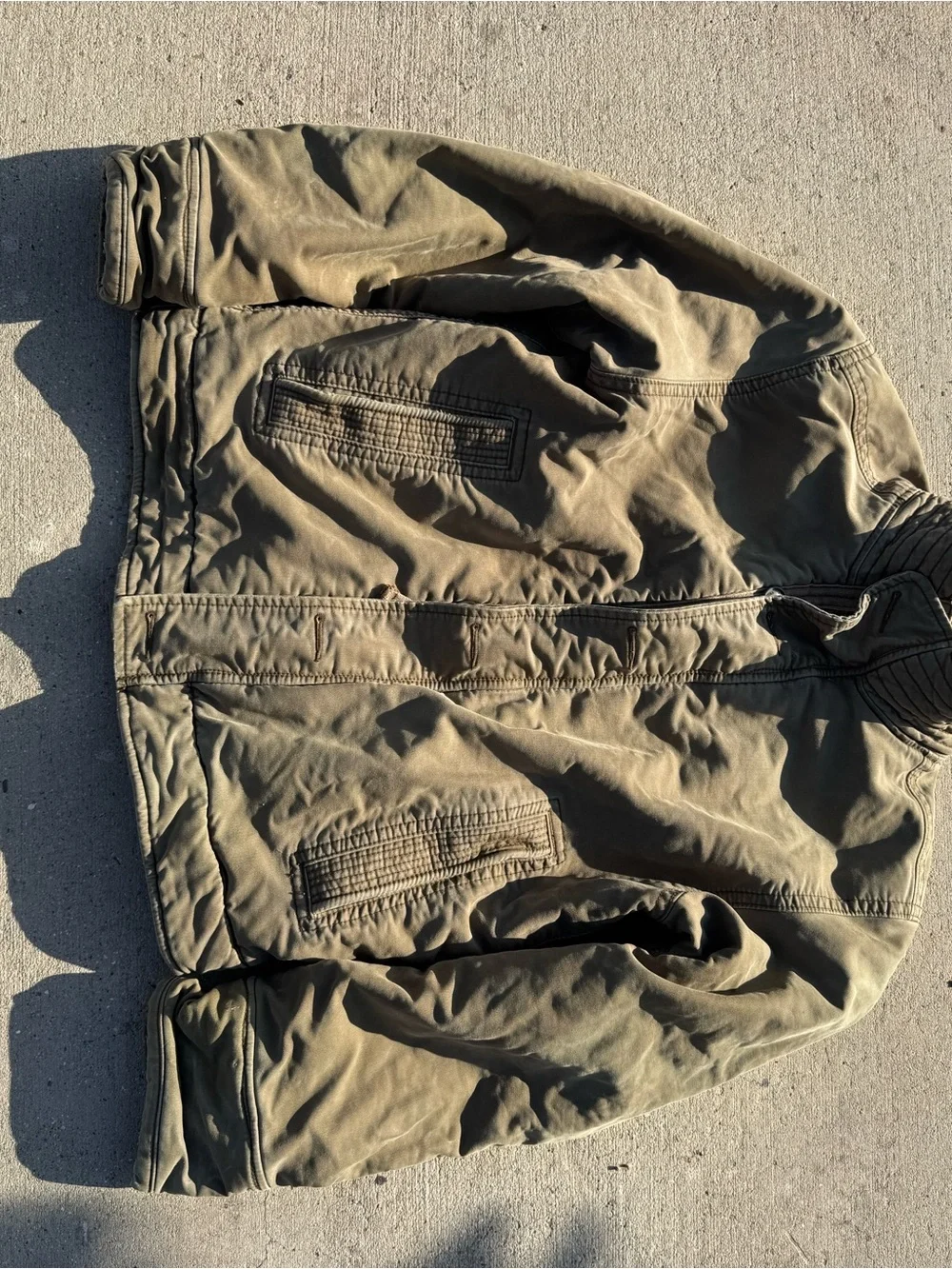 Abercrombie Fitch Adirondack Deck Jacket Large Olive Green Perfectly Distressed